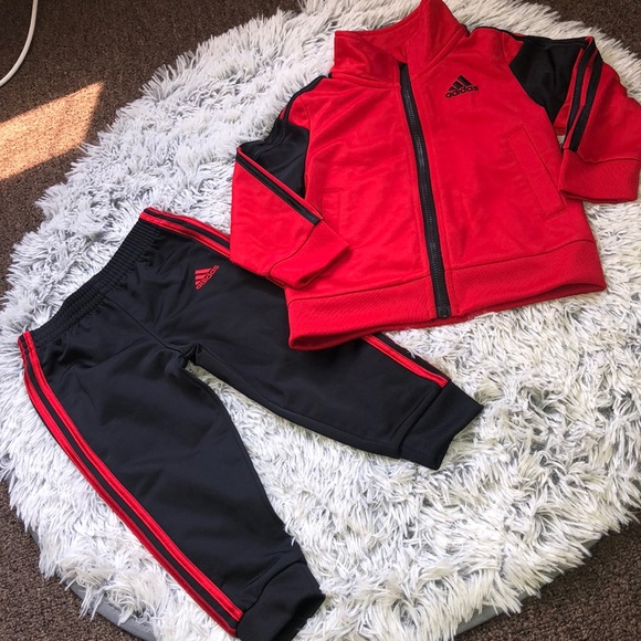 red adidas sweat suit
